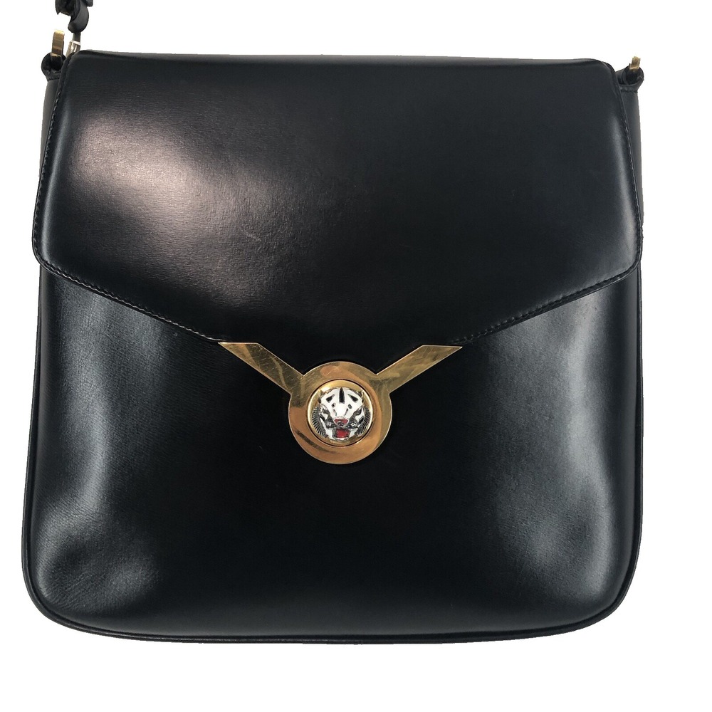 Authentic Gucci Patent Leather Black Lion Turn Lock Shoulder Bag 53637